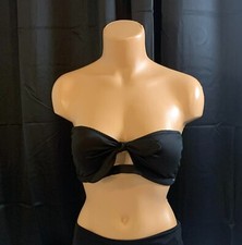 Victoria's Secret PINK Swim Bandeau Top Push-Up Bikini Large Black Bow Front NWT