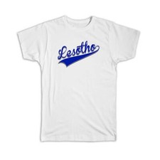 Gift T-Shirt : Lesotho Flag Varsity Script Baseball Beisbol Country Pride