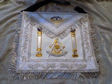 Past Master Silver Gold Bullion Apron Square Pillars Masonic Leather Style NEW 