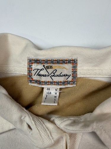 Vintage Thomas Burberry striped rugby polo white and beige M - Picture 3 of 5