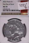 2023 Morgan and Peace Silver Dollars 2pc Set NGC MS70 FDOI Red Book Label