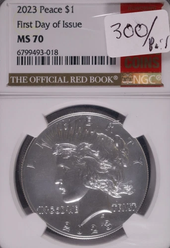 2023 Morgan and Peace Silver Dollars 2pc Set NGC MS70 FDOI Red Book Label