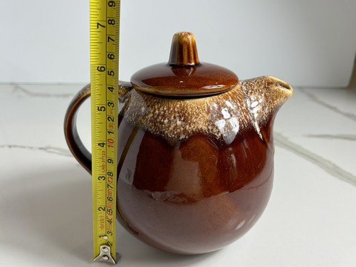 Vintage Hull Pottery Brown Drip Ball Shaped Teapot 7” With Lid Oven Proof USA - Picture 12 of 12