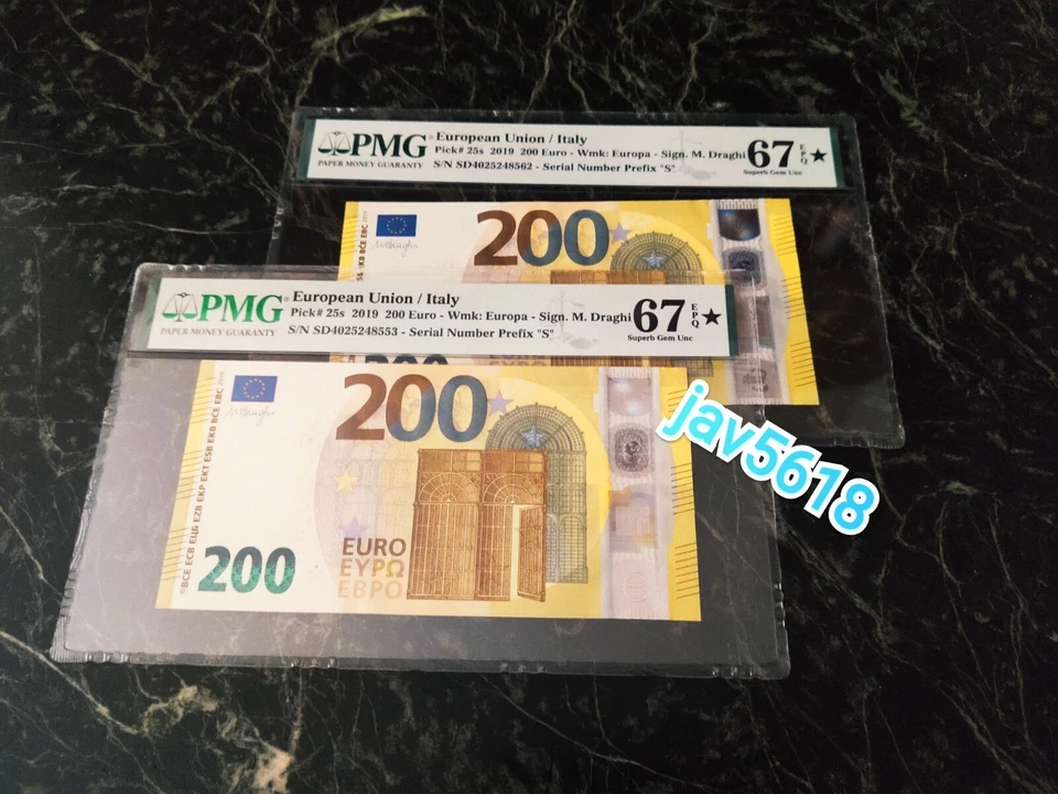 EURO 200 BANKNOTE PMG 67 🇪🇺 DRAGUI ITALY 500 "S"ULTRA STAR 200 EURO UNC TOP 2 - Image 2 of 4