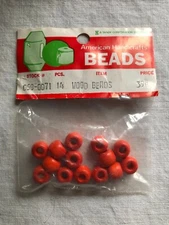 New Pack of 14 Orange Round Wood Macrame Beads 3/8" diam Crafts