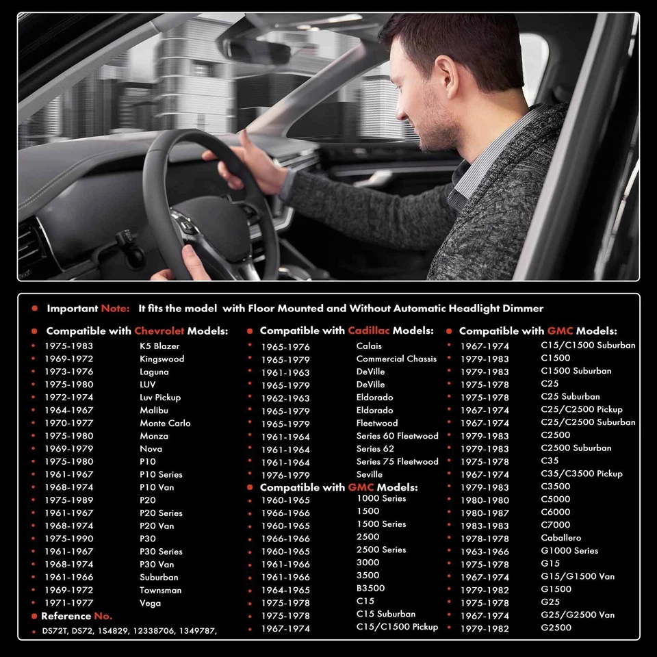 地面安装车头灯调光开关适用于别克 Electra GS 350 凯迪拉克跳棋 — 第 3/4 张图片