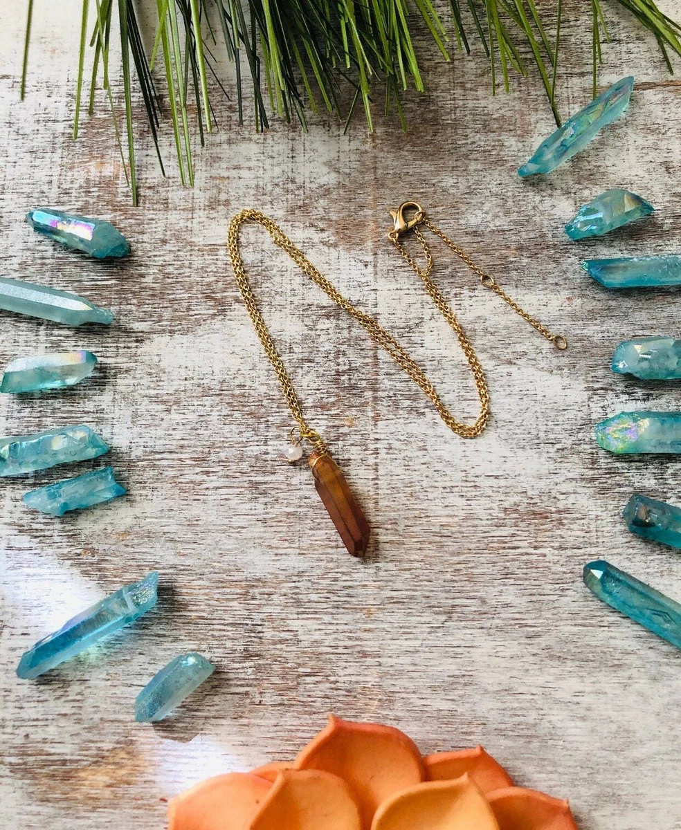 Raw Orange Calcite Necklace - Copper Wrap Jewelry- Solstice Waves –  solsticewaves