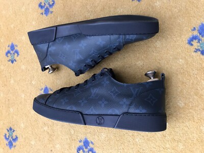 Louis Vuitton Trainers Sneaker Match Up Shoes Monogram Black Blue Mens UK 8 US 9