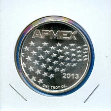 2013 APMEX American Flag .999 Silver 1oz Art Round Bullion #32 Semi Proof Like