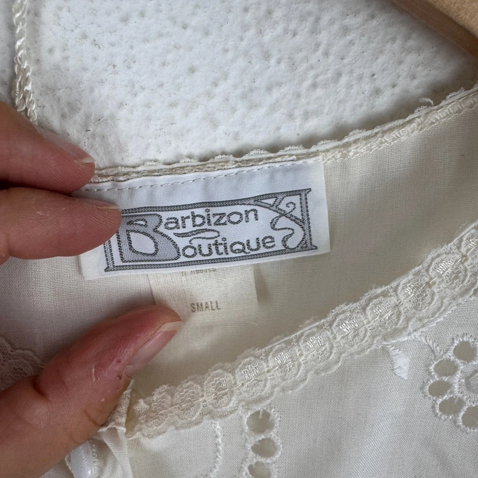 Camisón Barbizon Boutique Crema De Colección S Sin Mangas Encaje Poli Algodón Foto 4 de 4