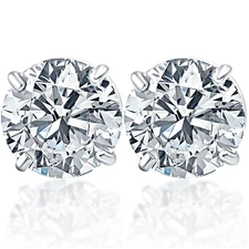F/VS 1 1/2ct Lab Grown Diamond Studs 14k White Gold Earrings