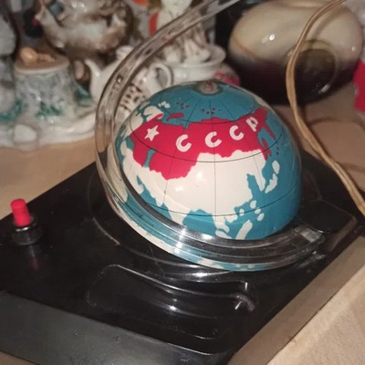 Vintage Soviet Space Globe Lamp with Rocket | USSR | Working