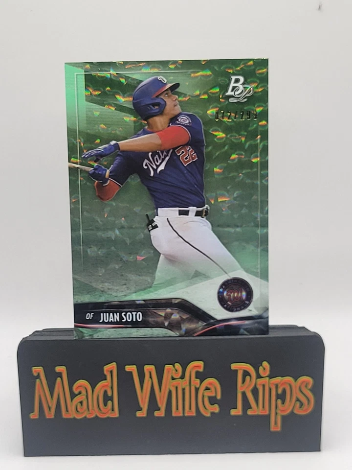 2021 Bowman Platinum Baseball Green Ice Foil /299 # 73 Juan Soto Nationals/ Mets - Image 3 of 4