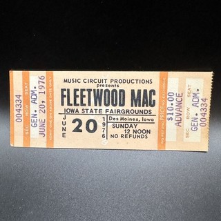 FLEETWOOD MAC CONCERT TICKET STUB JUN 20 1976 IOWA STATE FAIRGROUNDS