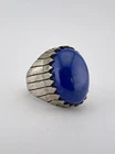 Vtg Ray Jack Navajo Sterling Silver Blue Lapis Lazuli Oval Stamped Men's Ring