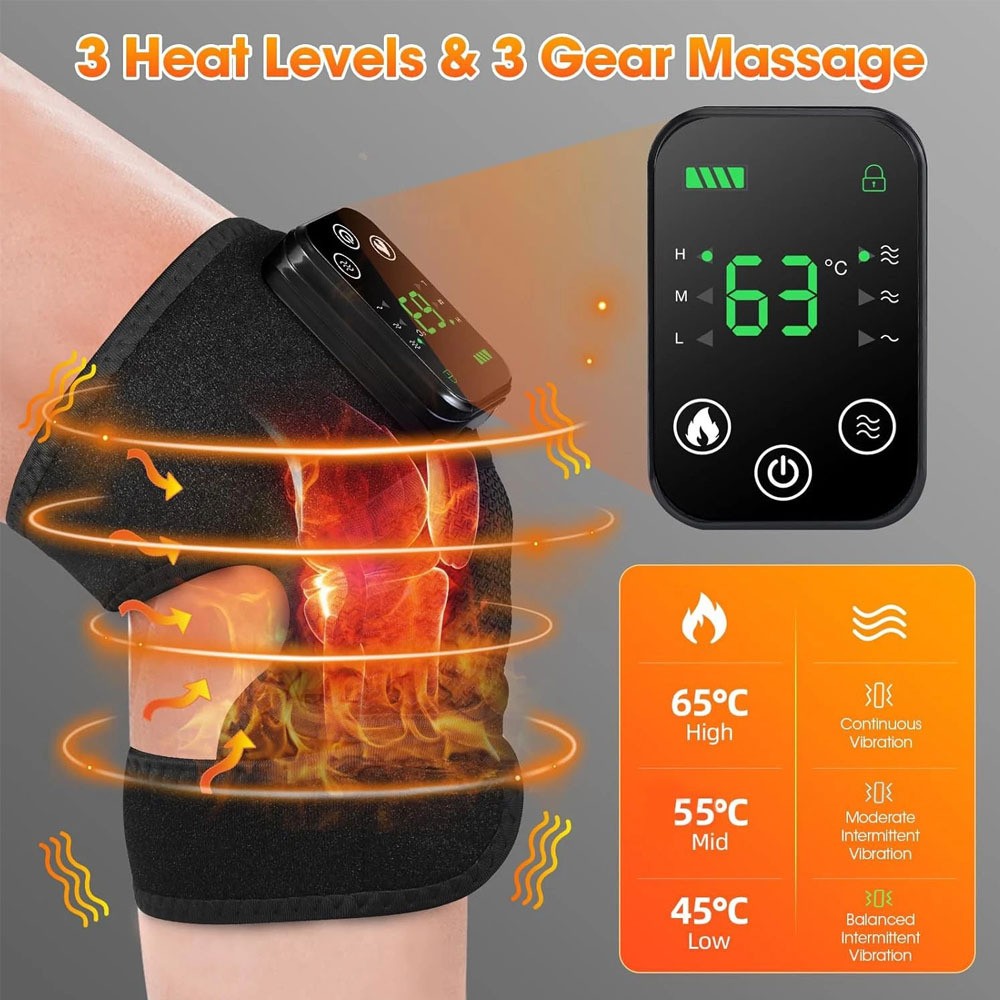 Electric Knee Massager Heated Vibration Knee Brace Pain Relief Knee Pad Gifts