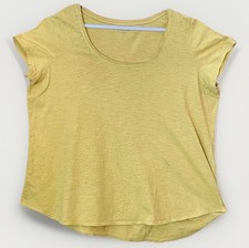 Eileen Fisher Tee XL Organic Cotton Yellow Hi Low Boxy Short Sleeve Lagenlook