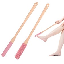 2 Pack 15.7 Inch Silicone Toe Cleaning Brush Foot Scrubber with Long Handle