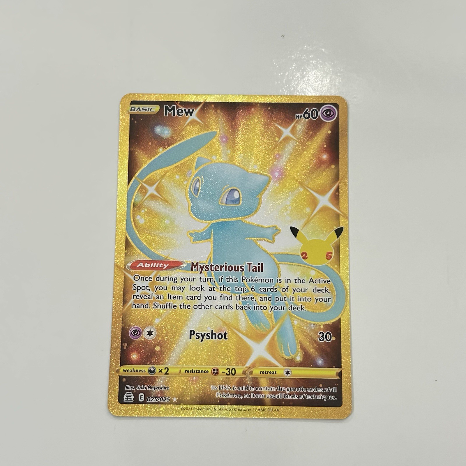 Pokemon Celebrations Mew 25th Shiny Gold Holo Card 025/025 Secret Rare NM