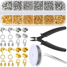 1200PCS Crimp Beads Jewelry Making Kit Crimp Covers Tubes Wire Guardians Pliers