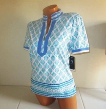 Cabana Life Amalfi Coast Short Sleeve Quarter Zip Top Sz Small (4-6) UPF 50 $78