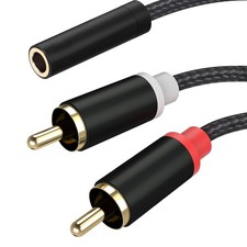 3.5mm to RCA Bi-Directional Stereo Audio Adapter 0.35M Black 5mm to RCA Cable