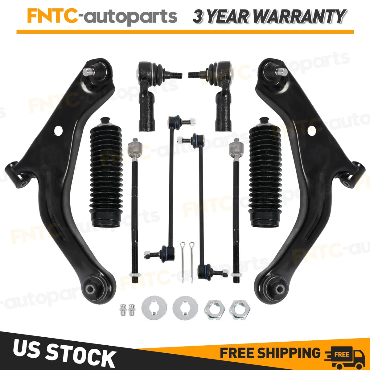 AzbuStag Front Control Arm Kit For 2010-2012 Ford Escape - 8pc Set With Ball Joints & Tie Rods