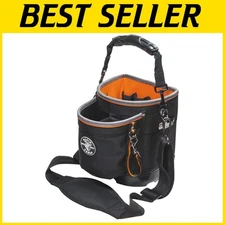 Versatile Black & Orange Tool Bag with Large Pockets for Easy Access to Tools