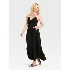 A New Day Women's Open Back Maxi Dress Black Size Medium
