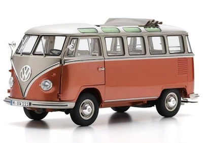 Volkswagen VW T1 Samba Bus Orange Argent Schuco 1:18 450060500 - Photo 1/4