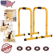 Heavy Duty Dip Station 300LBS Capacity Steel Workout Bars Adjustable Height