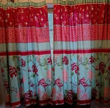 Lined Pencil Pleat Floral Curtains  Oriental  Multi