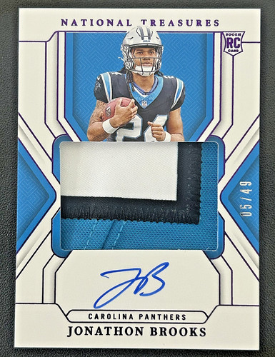 Panini National Treasures Jonathon Brooks Panthers CRPA-JBS RPA Auto Patch /49