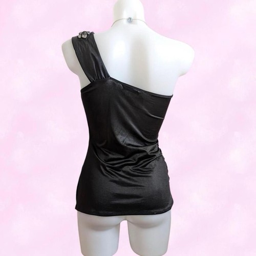 Jane Norman Black One Arm Camisole With Lace Embalmed Shoulder Y2k 2000s - Picture 3 of 8