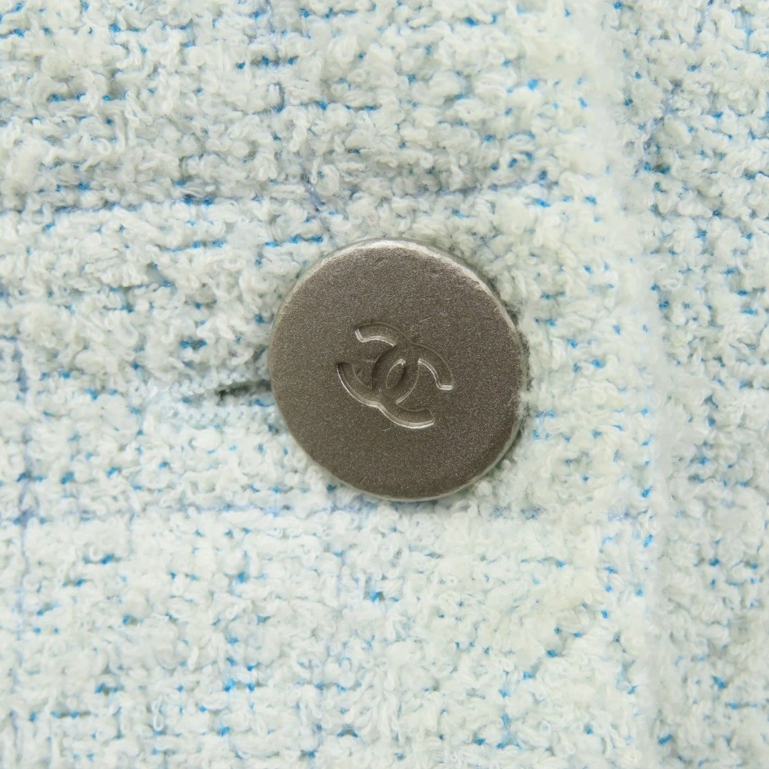 Giacca Chanel Buleather Cioccolato Tavoletta Punto Manica Corta 36 Capispalla Cotone Po