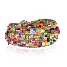 Boho Layered Wrap Beaded Bracelets for Women, 3 Wrap Colorful Glass Seed Bead...