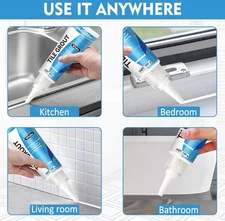 Tile Grout Repair Kit: Fast Drying Filler WHITE COLOR Restore,Renew Tile  2 Pack