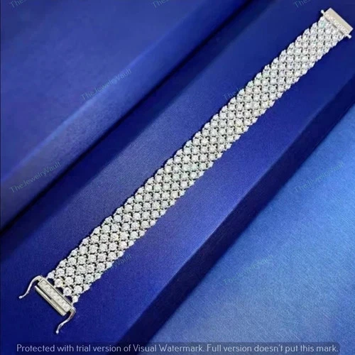 10ct Round Tested D Moissanite VVS1 Tennis Bracelet 14k White Gold Plated Silver - Image 2 of 4