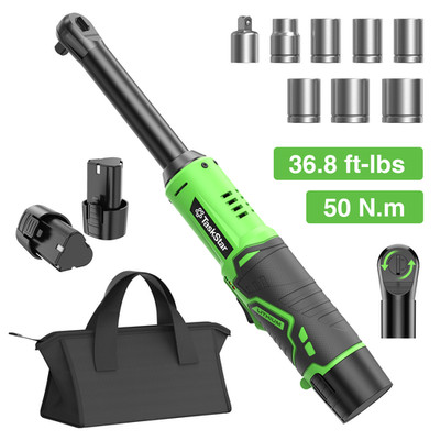 Taskstar Brushless 3/8'' Cordless Extended Electric Ratchet Wrench 50Nm 2*Battery
