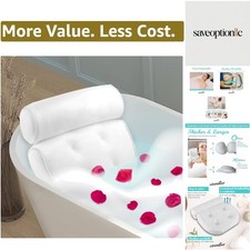 Luxury Bath Pillow for Tub - Non-Slip and Extra-Thick, Head, Neck, Shoulder a...