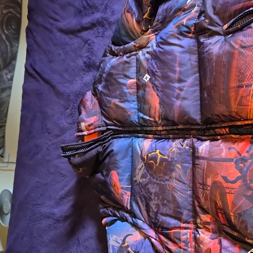 Marcelo Burlon County of Milan Men's Puffer Jacket Multicolor Graphic Zip L - product listing photo