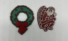 Vintage Christmas Magic Magnets Refrigerator Magnets Xmas Santa Wreath