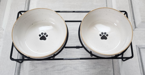 Speckled Signature Houswares Inc pet bowls with stand ceramic metal dog cat