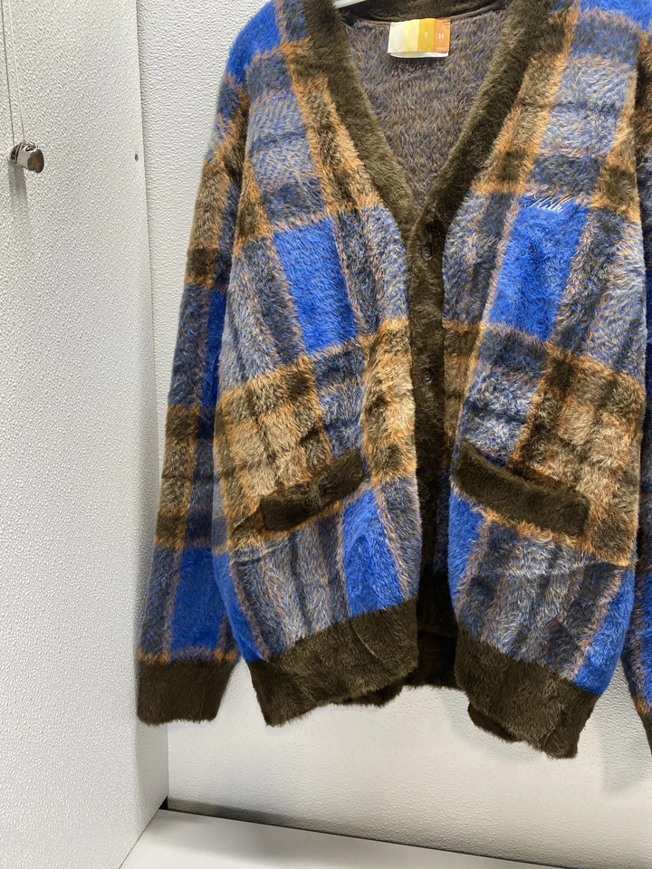 Camisa cárdigan suave mohair a cuadros Kith Europe para hombre talla XL marrón/azul Foto 3 de 4