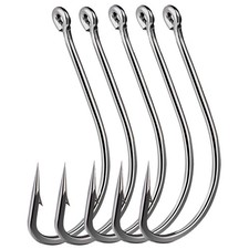 150 PCS Forged Long Shanked Fishing Hooks Stainless Steel Saltwater Circle