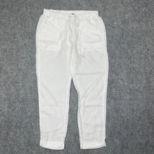 Saks Fifth Avenue Pants Womens Size S White Linen Casual Beach Artsy Preppy