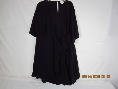 Ava & Viv Women's Plus Size Black V-Neck Twist Front Dress 4X