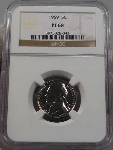 Gem Proof 1959 Jefferson Nickel NGC PF68 White!  #59