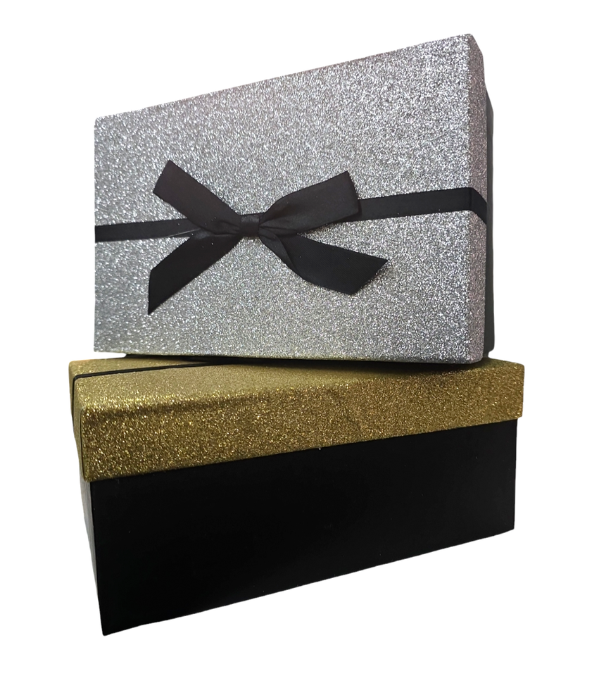 Large Christmas Gift Box Lid Ribbon Xmas Present Gold Silver Gitter ...