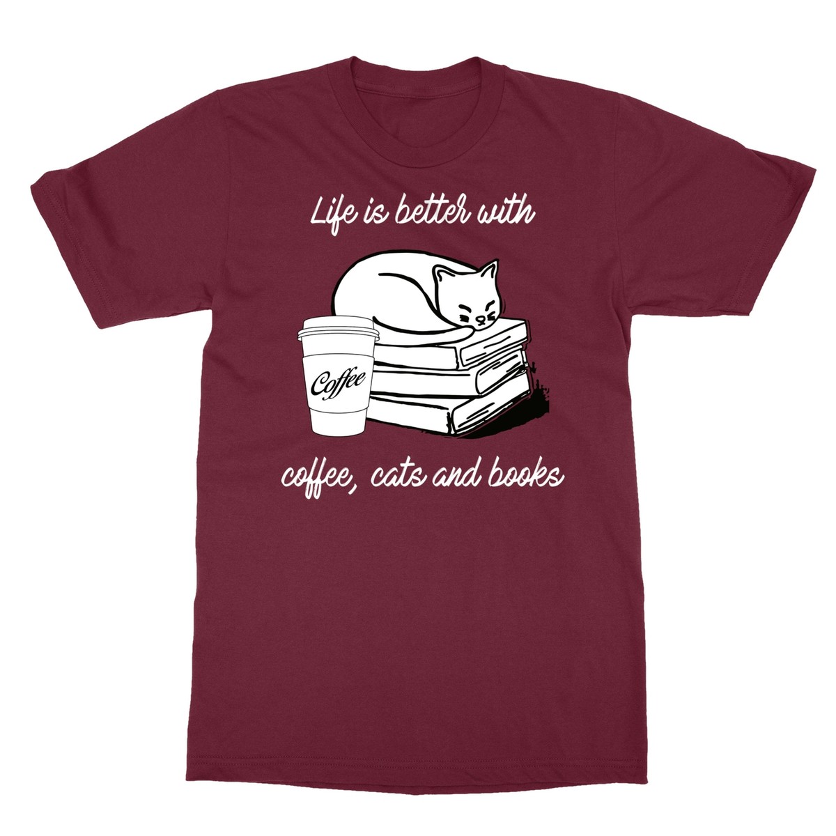 Life is better with coffee cats and books Men's T-Shirt